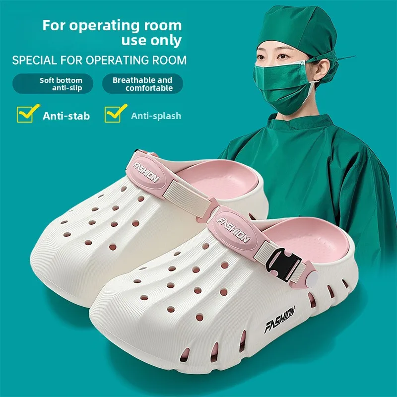 EVA Hole Slippers Men Women Thick Sole Non Slip Summer Bathroom Home Sandals Breathable Lightweight Couple Indoor Casual Footwea