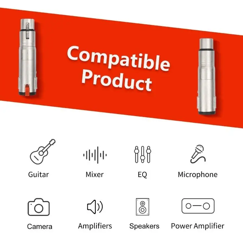 31BA Professional 6.35mm 1/4inch TRS Female To 3Pin XLR Female Adapters For Clear Balanced Sound
