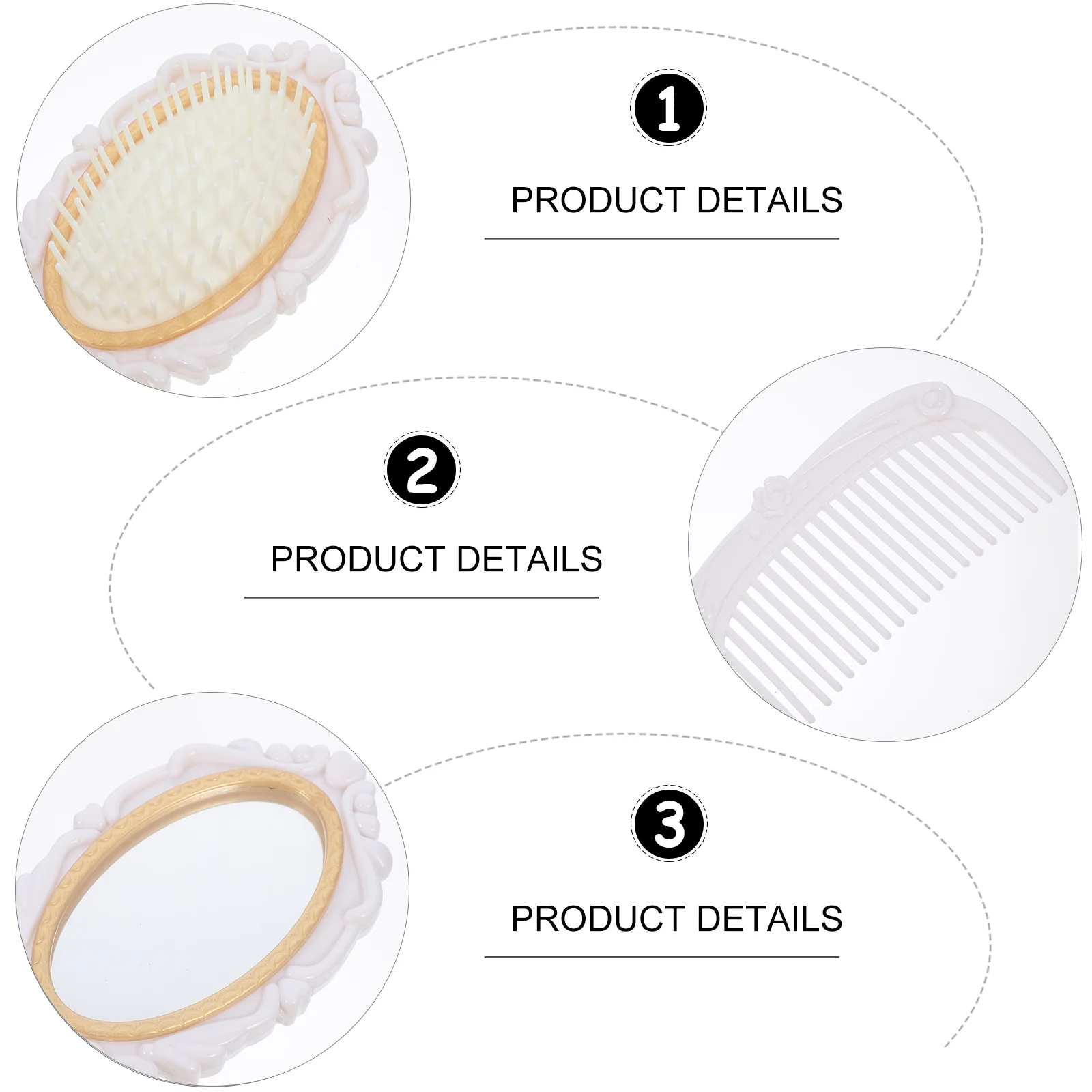 Vanity Light Mirror Comb Set Airbag Brush Makeup Scalp Massage White Hair Combs Miss