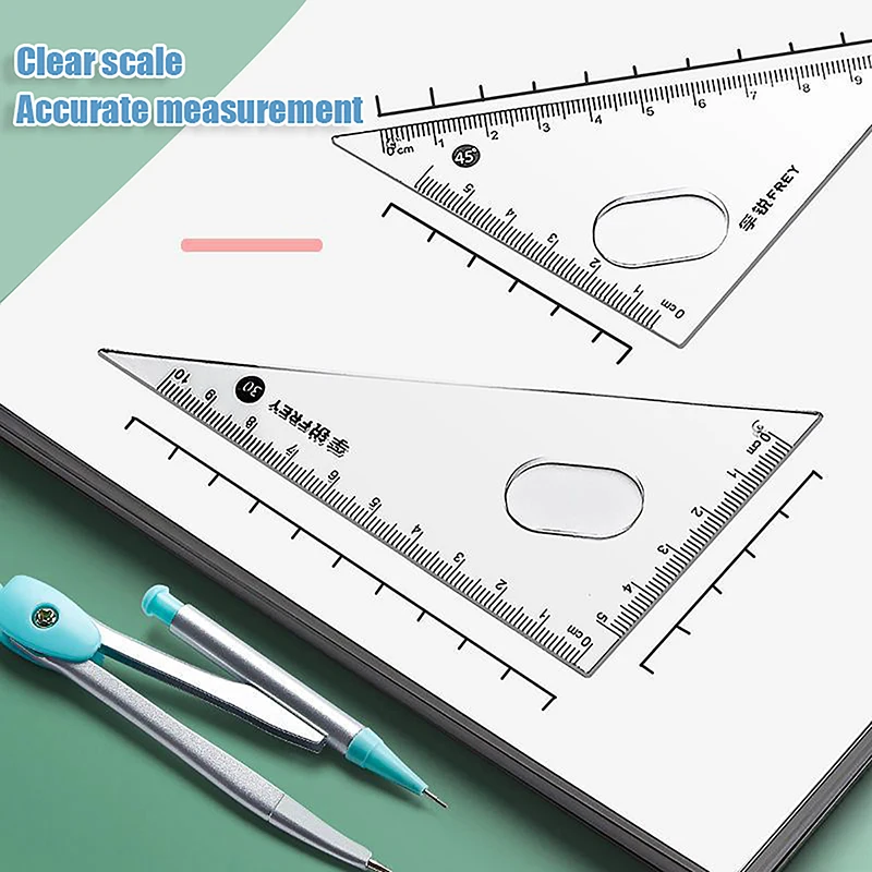 学生用コンパス定規セット、かわいい三角形定規、試験専用ボックス、描画ツール、学用品、7個