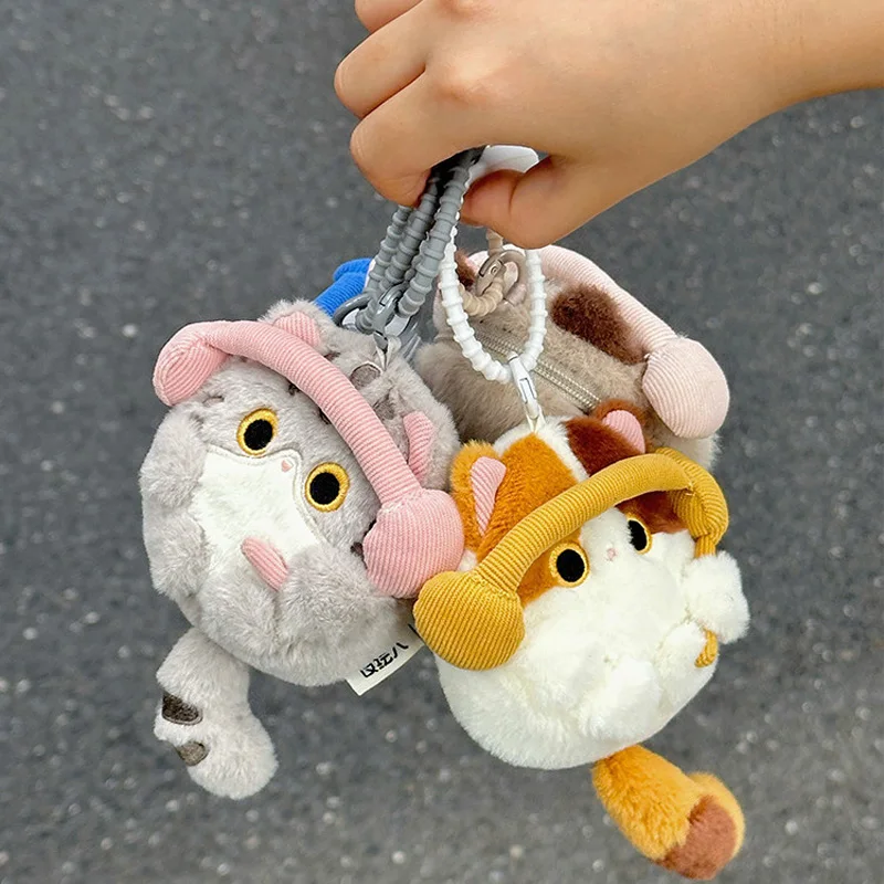 Estuche para Auriculares Bluetooth con Diseño de Gato de Peluche, Monedero Portátil, Llavero, Bolsa de Almacenamiento, Regalo Sorpresa de Cumpleaños para Niños