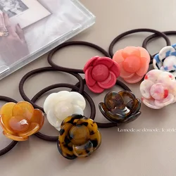 South Korea France Acetate Flower Hairband Hair Tie Hair Rope Bun High Horsetail Basic All-Matching Rubber Band Hair Accessories