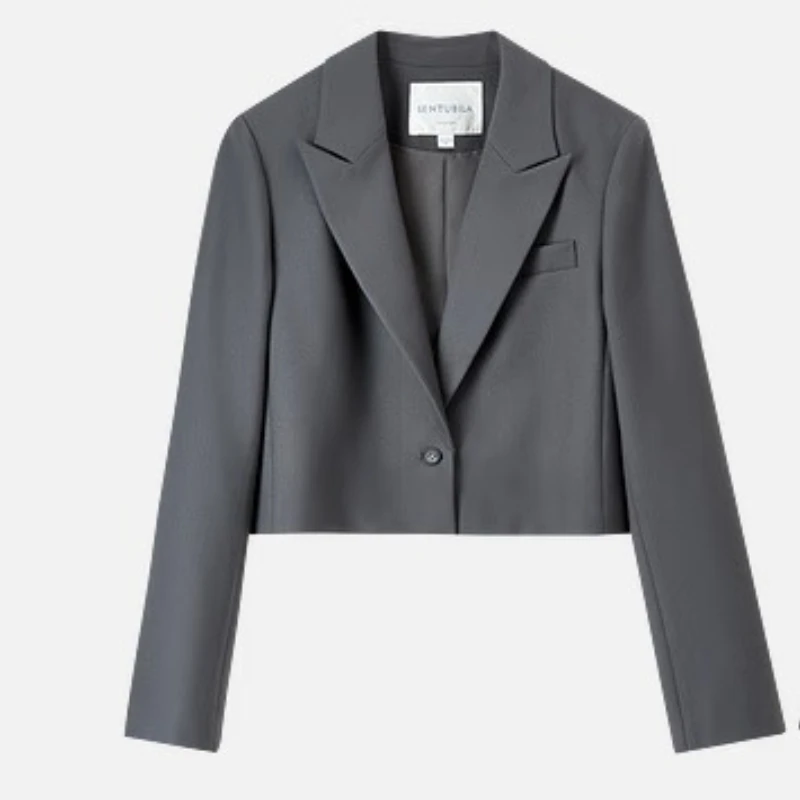 SENTUBILA Blazer Skirt Suits Office Wear Autumn 2025 Woman Short Blazer Lapel Collar Long Sleeve Pleated A-line Skirt 151Z80110Z