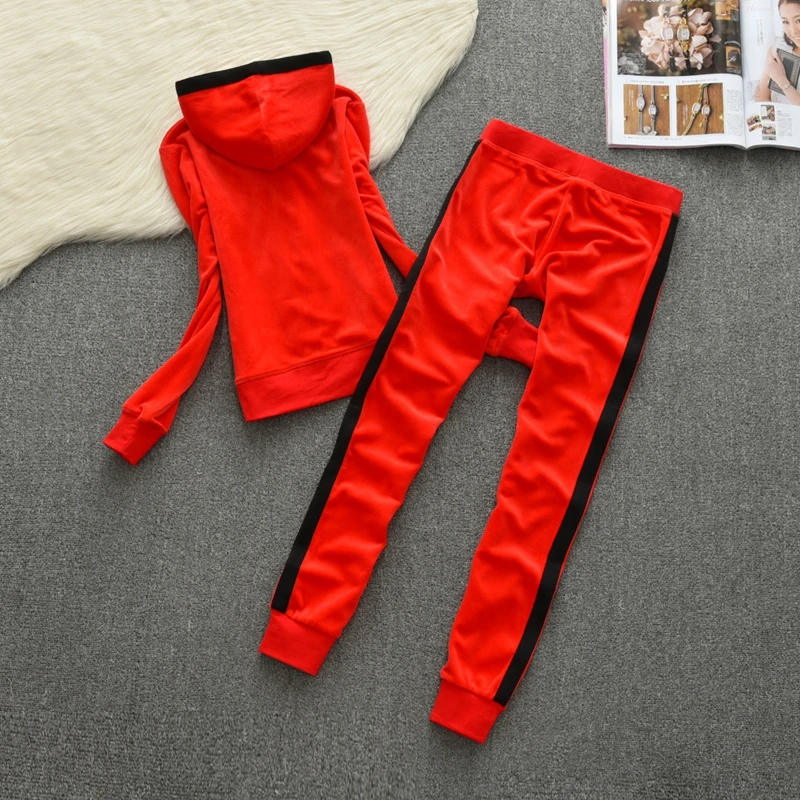 2024 Two-piece Women\'s Sweat Suit Women\'s Fashion Contrast Colors Hooded Jacket and Pencil Pants Two Pieces Set