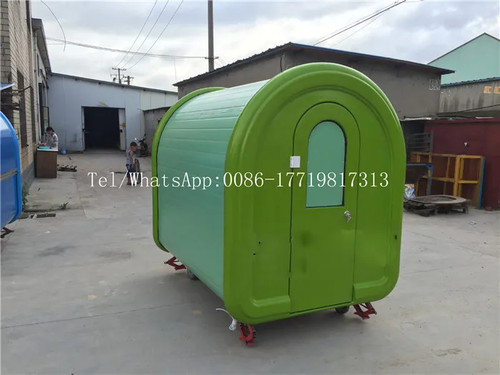2.2M baja tahan karat warna hijau makanan ringan komersial kios katering Trailer makanan portabel keranjang untuk dijual
