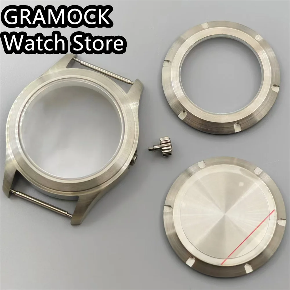 GRAMOCK 36mm 39mm Diver Brushed Pilot Watch Case Sapphire Crystal Fit NH34 NH35 NH36 ETA2824 PT5000 Movement Screw Crown