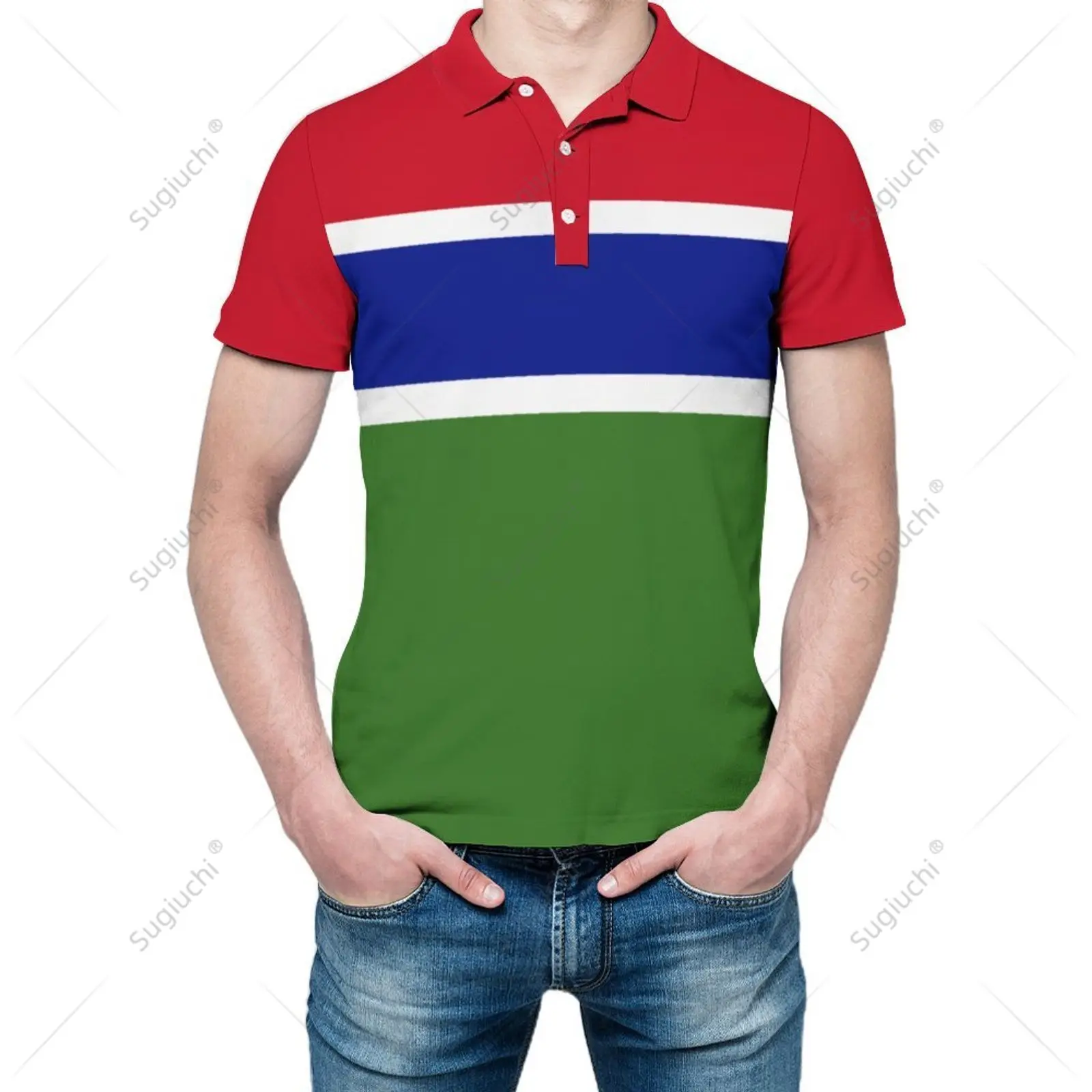 Unisex Polo Shirt Gambia Flag 3D Print Man Polo Fashion Clothing Tracksuits Short Sleeves