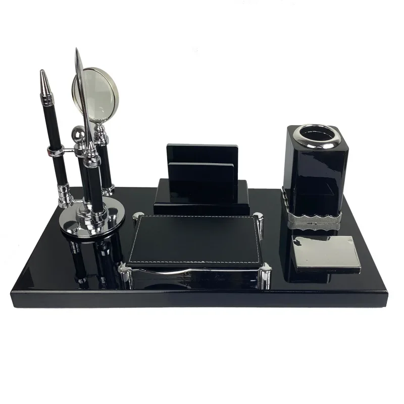 

Mahogany desk calendar holder, office desktop ornament, electronic watch pen holder, business desk