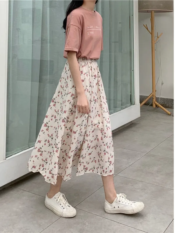 Half skirt A-line floral fairy super fairy forest style fairy aura small fresh and slim temperament long skirt 2024 summer WWYJ