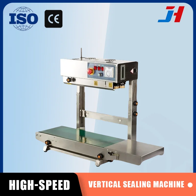 

JH Автоматическая машина для запечатывания вертикальной подставки из нержавеющей стали, непрерывный запечатщик ленты для корма для домашних животных, кофе, пластиковый пакет