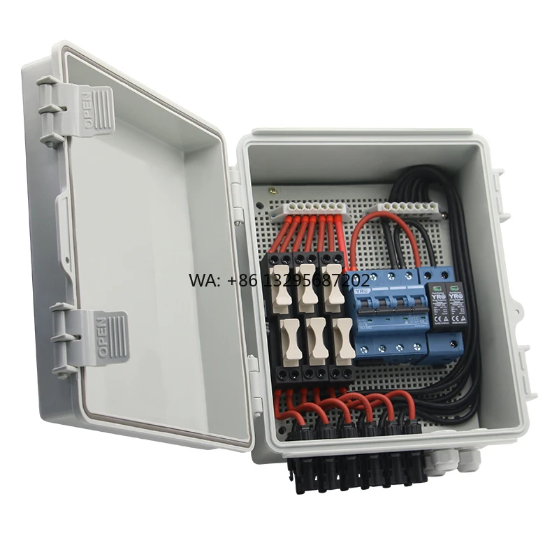 

Breakers Combiner Box 1000V DC Waterproof and Dust Proof 6 String 6in 1out for Photovoltaic Array Solar Panel