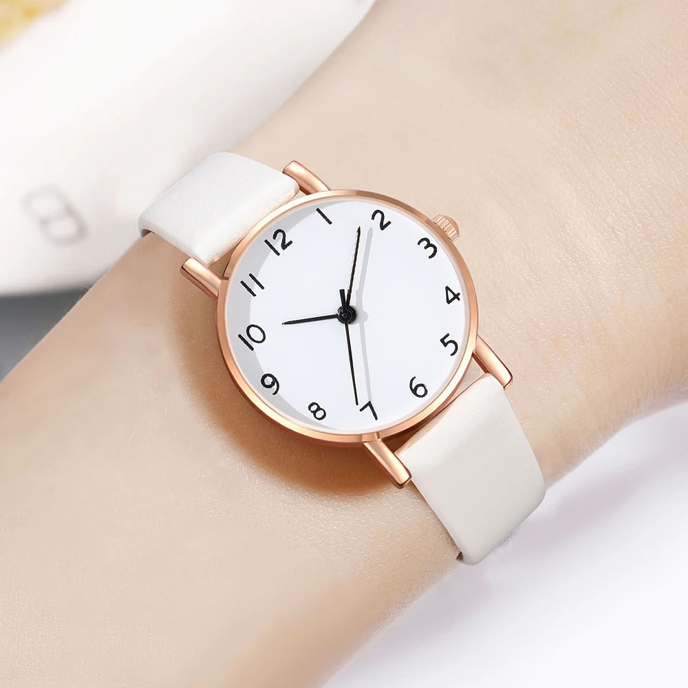 1Pcs Of Minimalist Arabic Numeral Dial Watches With Sweet Couple Casual Quartz Watches Is The Perfect Gift For Her (No Box)