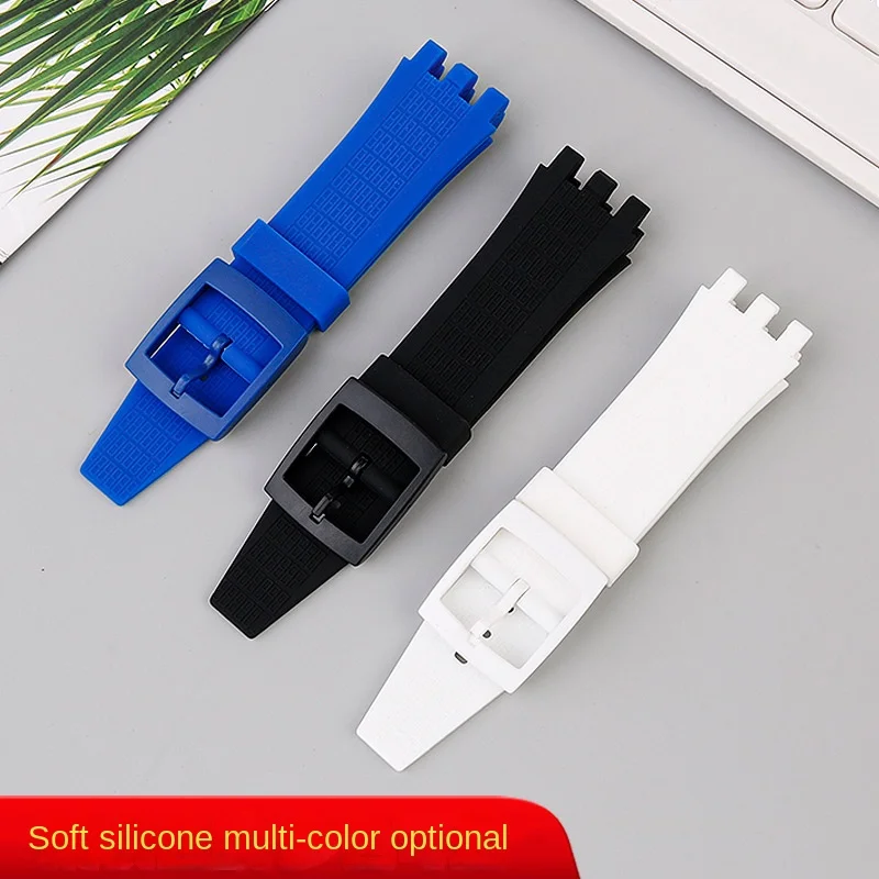 22mm Silicone strap For Swatch SVG mechanical watchband svg 403 402 402 407 409 SVGB400 Men\'s soft rubber watch band accessories