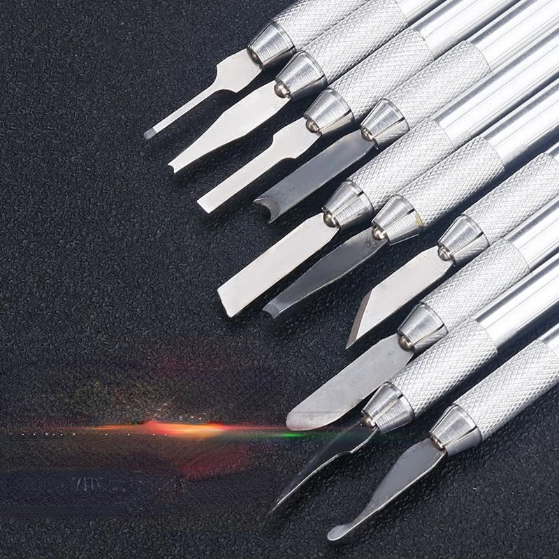 10Pcs Jewelry Carving Knife Set Hard Wax Bottom Handmade DIY Cutting Knife Kit Woodwork Pattern Carving Deburring Tool Set