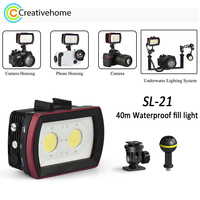SL-21 40m Waterproof LED Fill Light 3500 Lumen Camera Underwater Video Diving Photo Light 3-color Glare Lighting