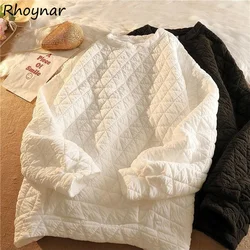 Sweatshirts Women Casual Korean Argyle Vintage Couples Long Sleeve Basic O-neck Spring Autumn Fashion Simple Female Y2K Youth