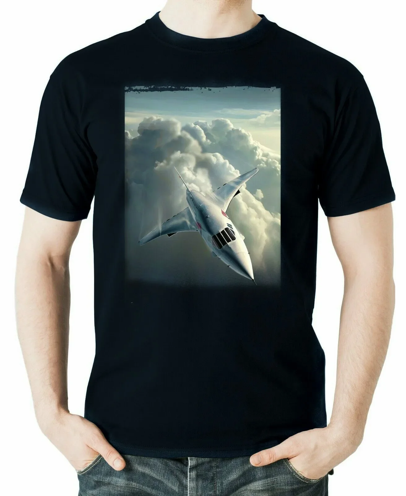 Concorde Supersonic Airliner Illustration Aviation T-Shirt 100% Cotton O-Neck Summer Short Sleeve Casual Mens T-shirt Size S-3XL
