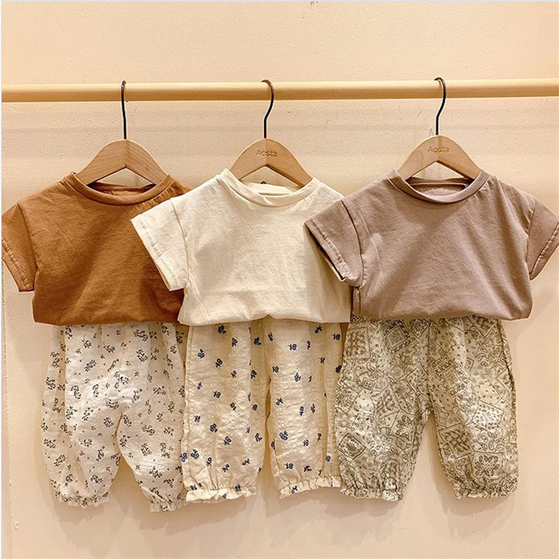 Children\'s T-Shirt Korean Summer New Cotton Solid Color Boys And Girls Baby Short-Sleeved Loose Casual Tops WT833