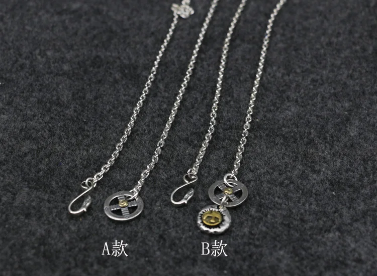 925 Sterling Silver Necklace Japanese Takahashi Goro Cross Wheel Chain Eagle Hook Too Angle Chain Men's and Women's Long Sweater