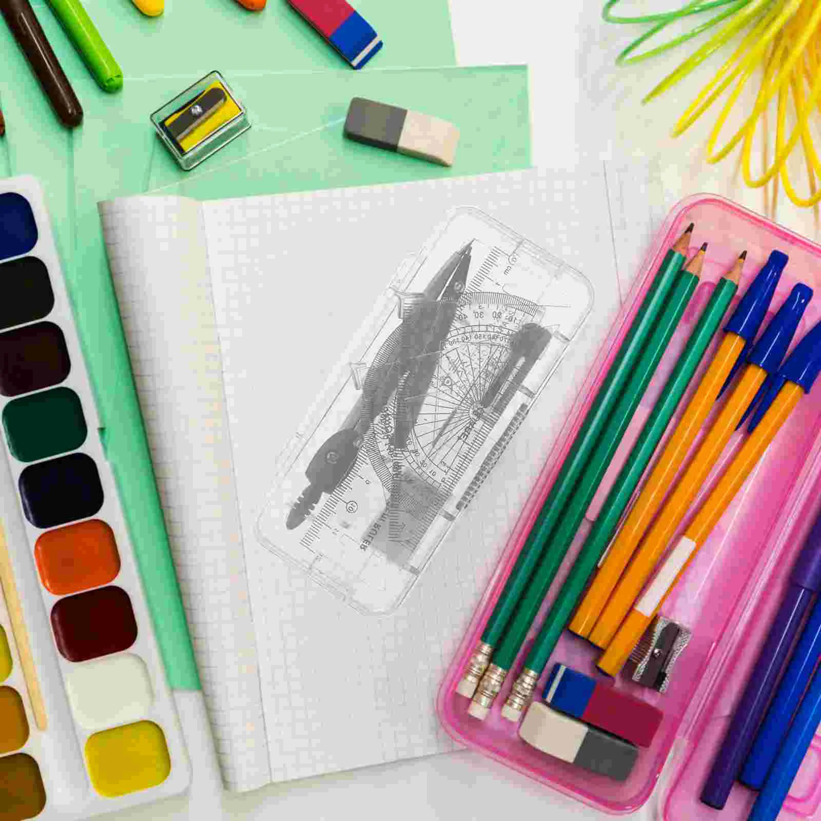 12pcs Compasses Set Metal Geometry Ruler Math Protractor Triangular Pencil Colored Essential Teachers Students Advanced