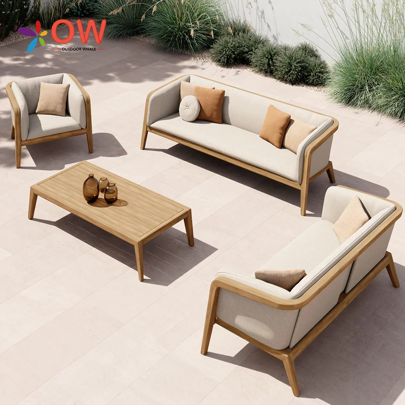 Hotel Outdoor Sofa Set Villa Patio Teak Outdoor Furniture Set Luxury Garden Sofa Set Modern Resort Outdoor Sofa Canapé