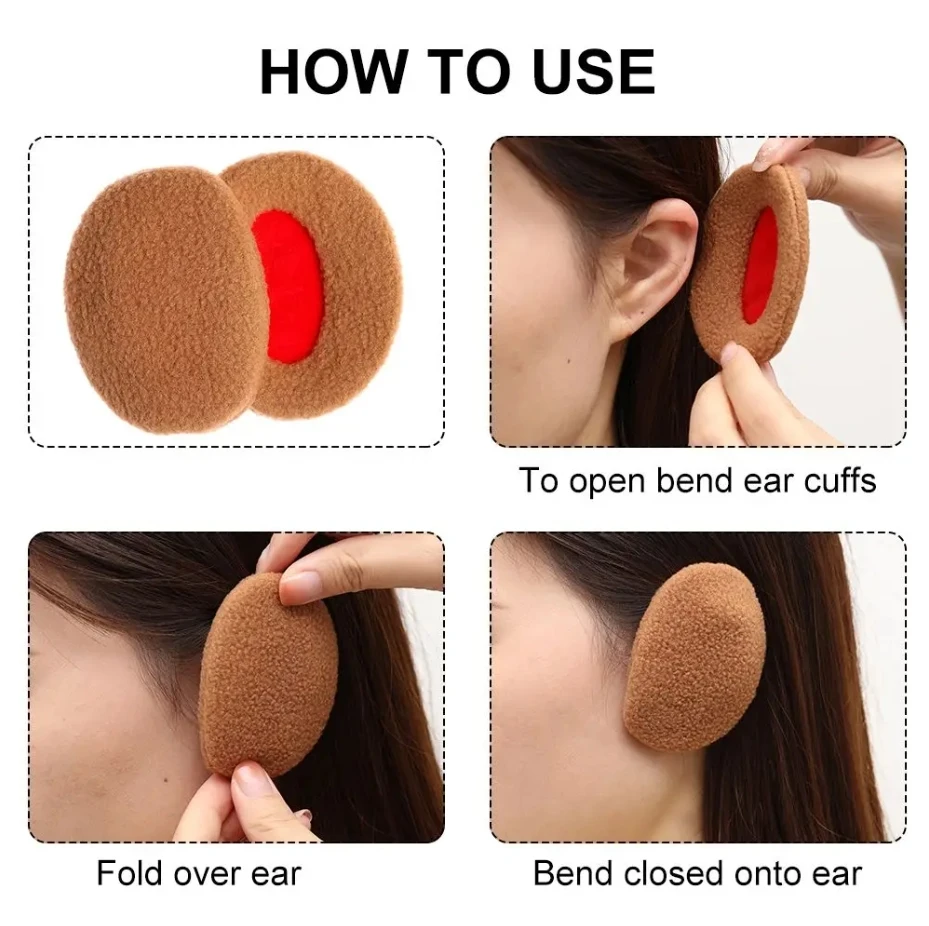 Women Men Kids Fluffy Fleece Ear Protection Warm Windproof Ear Warmers Earmuffs Bandless Ear Warmers Cover