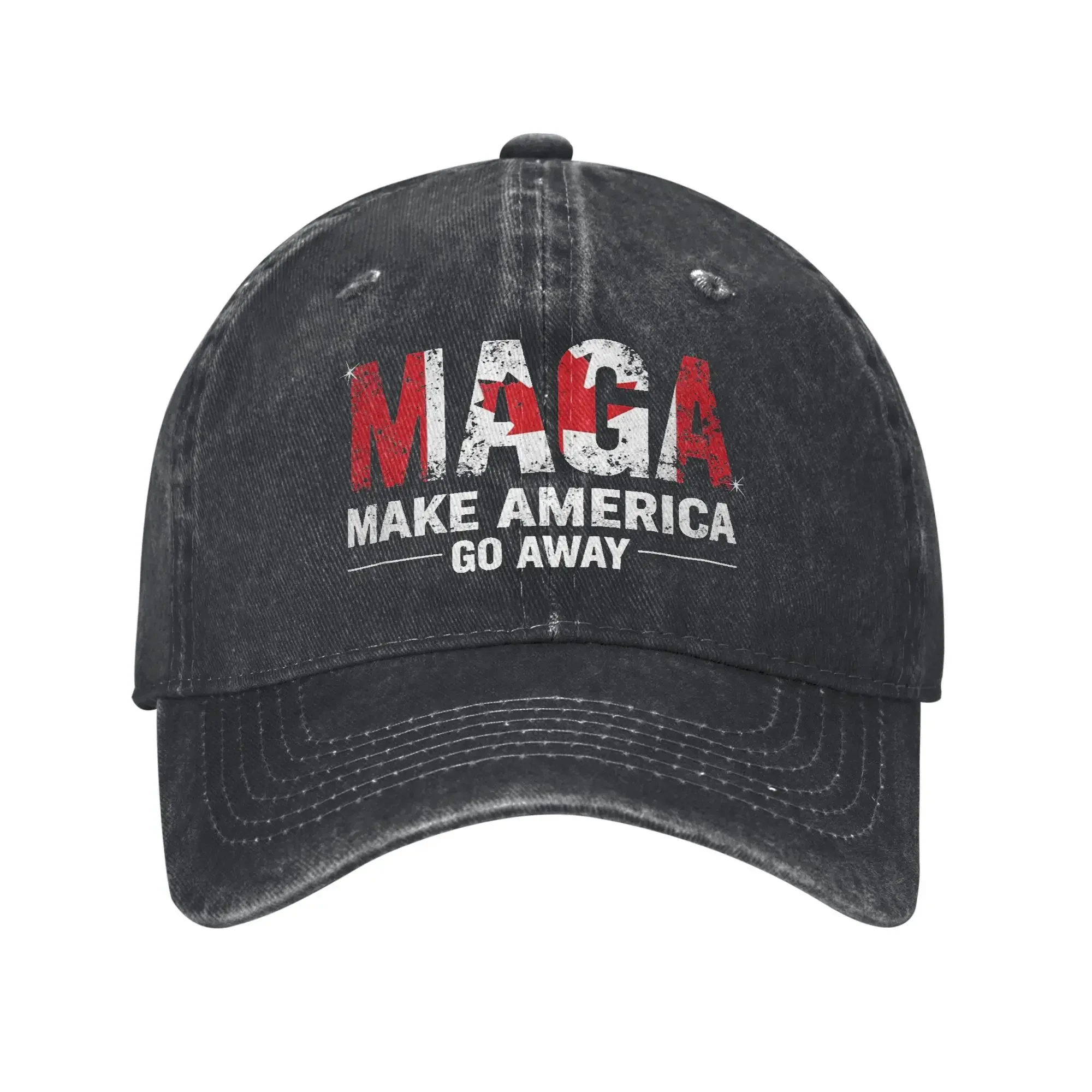 Vintage Distressed Denim CANADA Flag Sun Cap Unisex Outdoor All Seasons Travel Soft Hat Make America Go Away MAGA Baseball Caps