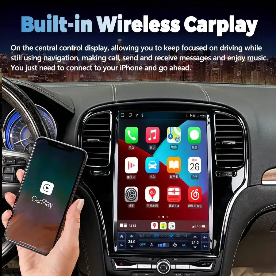 14.5inch Android Auto For Chrysler 300 300C 300S 2011-2023 Stereo Car GPS Multimedia Display Carplay Navigation Audio Head Unit