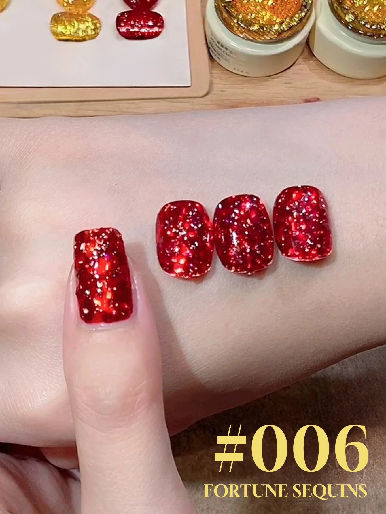 1-6 Stück 15 ml Herbst Nagel Glitzer Gold Glitzer Gel Nagellack UV LED Aushärtung Urlaub Damen Geschenk Nail Art Tägliches Zubehör DIY Set