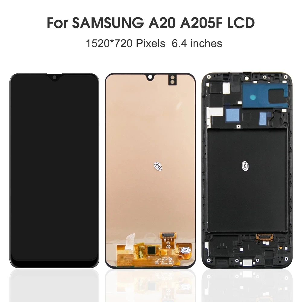 LCD For Samsung Galaxy A20 A205 SM-A205F A205GN A205U Display Touch Screen Digitizer Assembly Replacement Parts With Frame