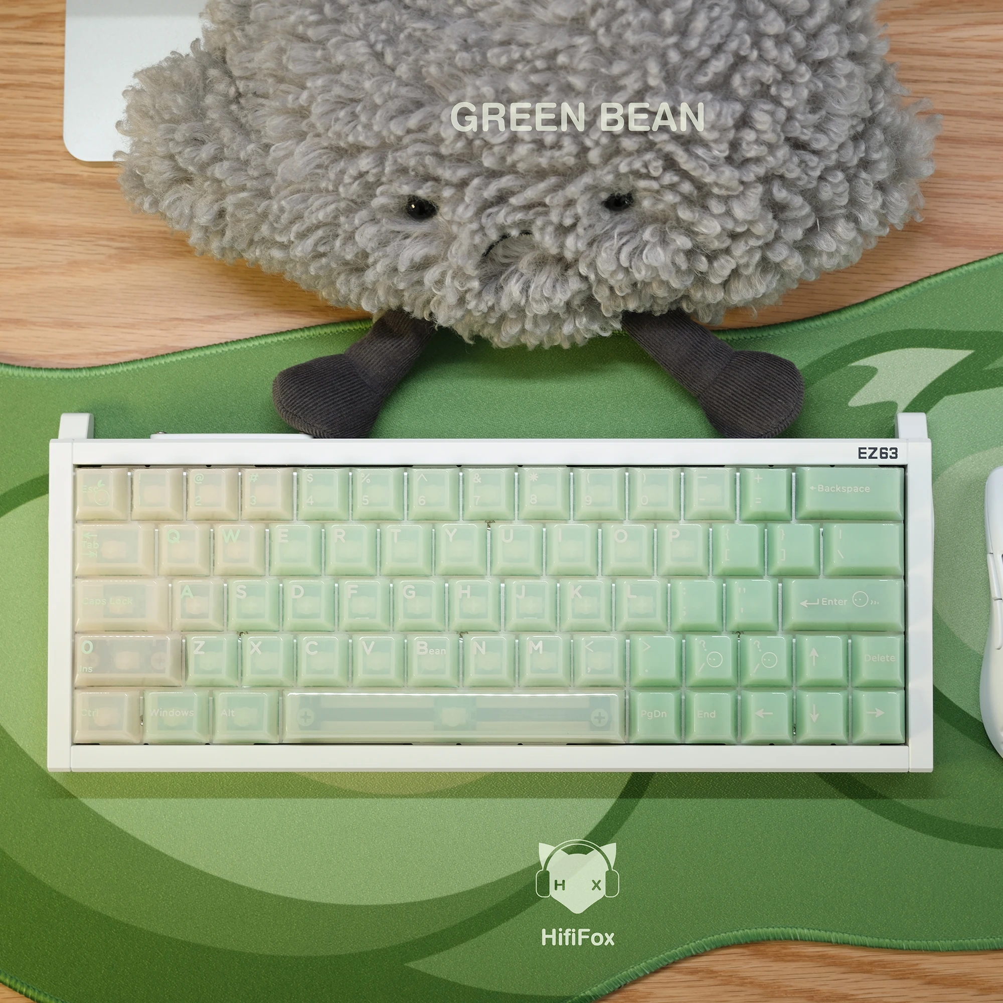Hififox Green Bean Keycap UV Screen Printing Cherry Profile Greenbean keycap for mx keyboard 87 104 xd64 BM60 BM65 BM68 BM80