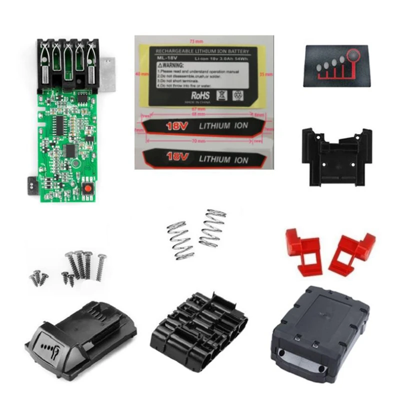 M18 Li-Ion Battery Plastic Case PCB Charging Protection Circuit Board Shell For Milwaukeee 18V 3Ah Battery Sticker Label