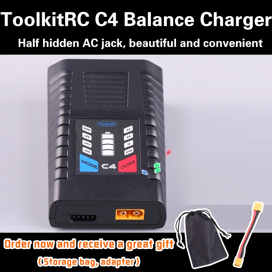 

ToolkitRC C4 50W balanced charger LiPo LiHv time travel drone model FPV lithium battery