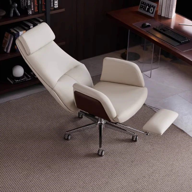 Comfy Cushion Office Chair White Headrest Relaxing Boss Office Chair Swivel Lazy Wheels Couches Design Italian Furniture Luxury