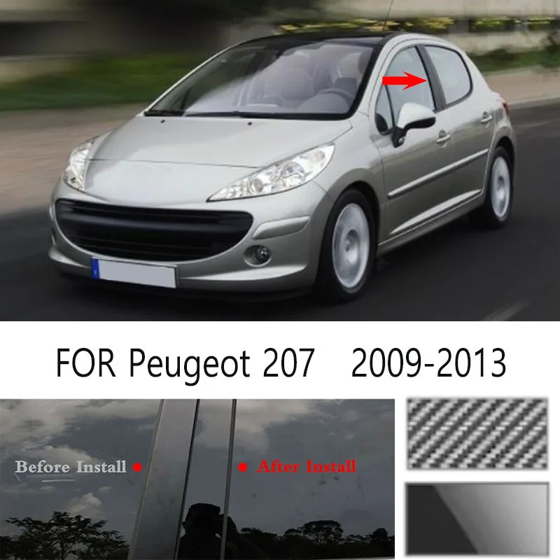 

For Peugeot 207 2009-2013 Glossy Black Window Door Column B C Pillar Post Cover Trim Auto Sticker Styling