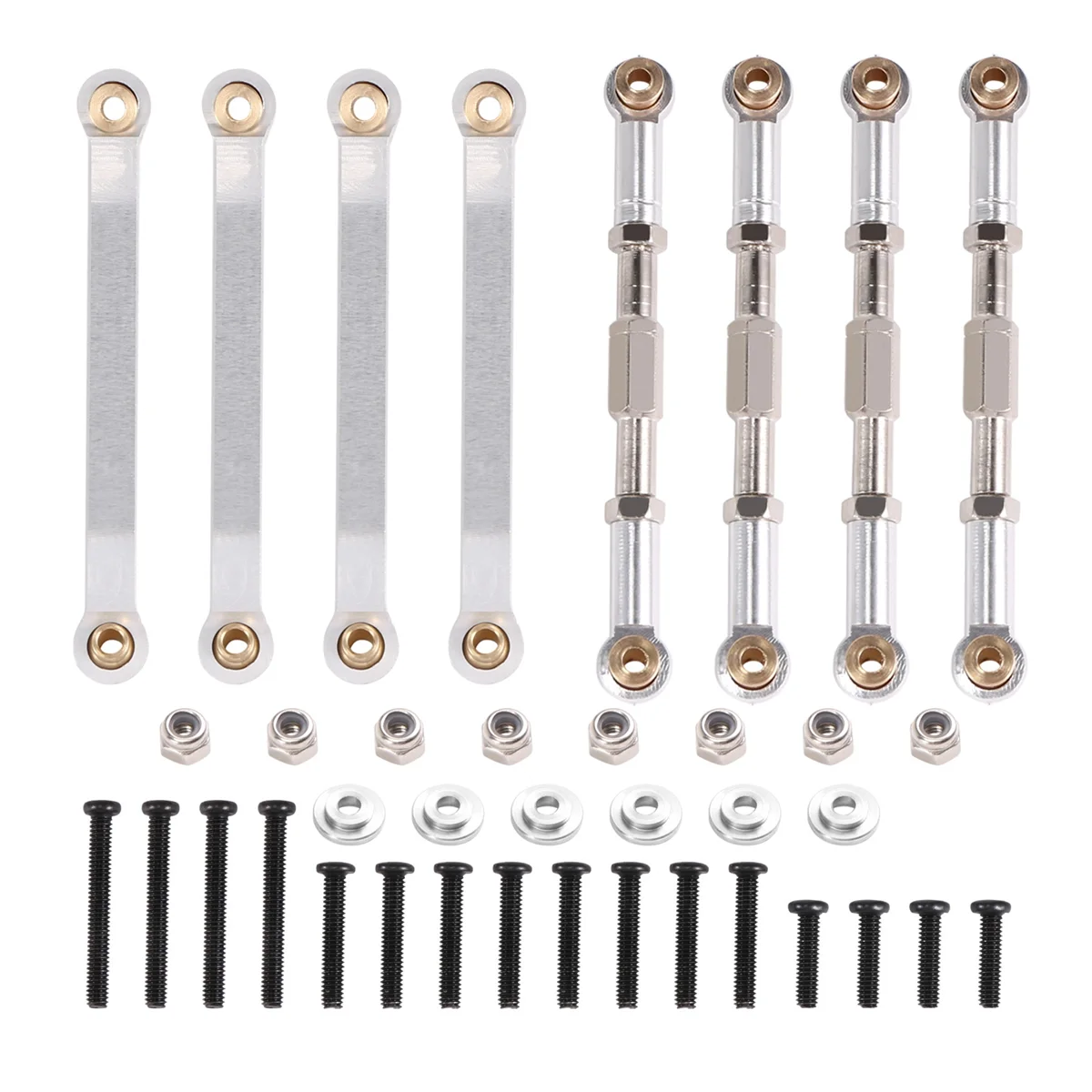 SLQZT Metal Chassis Pull Rods Link Suspension Tie Rod for MN D90 D91 D96 D99 D99S MN90 MN99S 1/12 RC Car Upgrade Parts,Silver