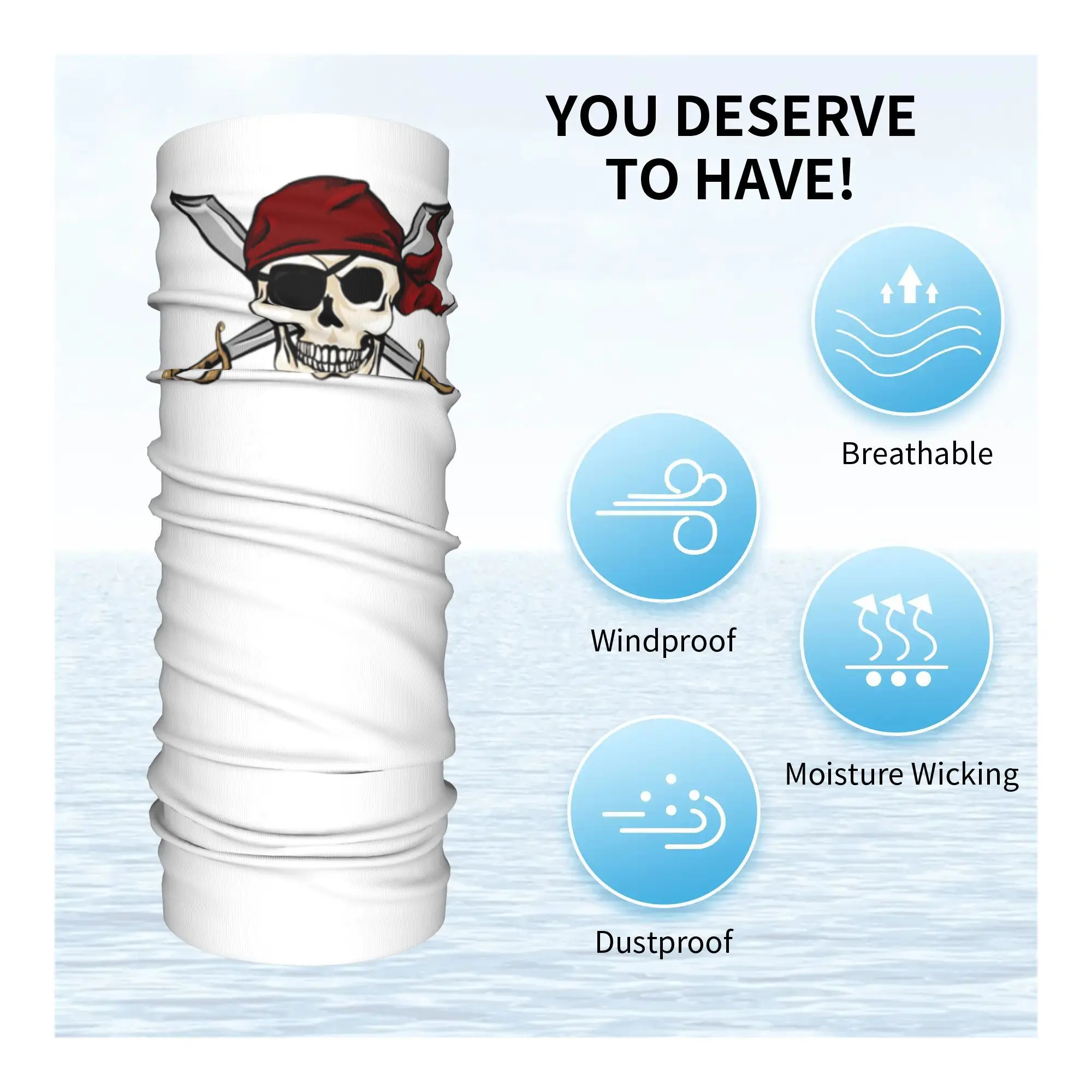 Pirates of the Caribbean Bandana Neck Cover Printed Wrap Scarf Multi-use Headband Hiking Fishing Unisex Adult Washable