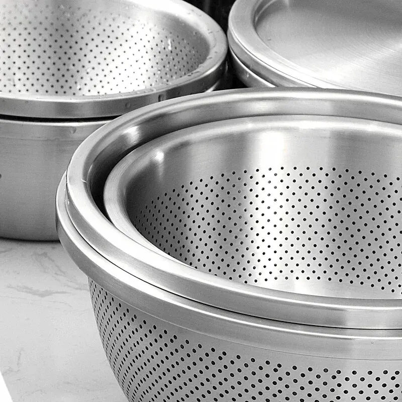 Multi Functional Stainless Steel Vegetable Bowl, Egg Mixing Bowl, Drain Basket, Soup Basin, Kitchen Cooking And Storage Tool