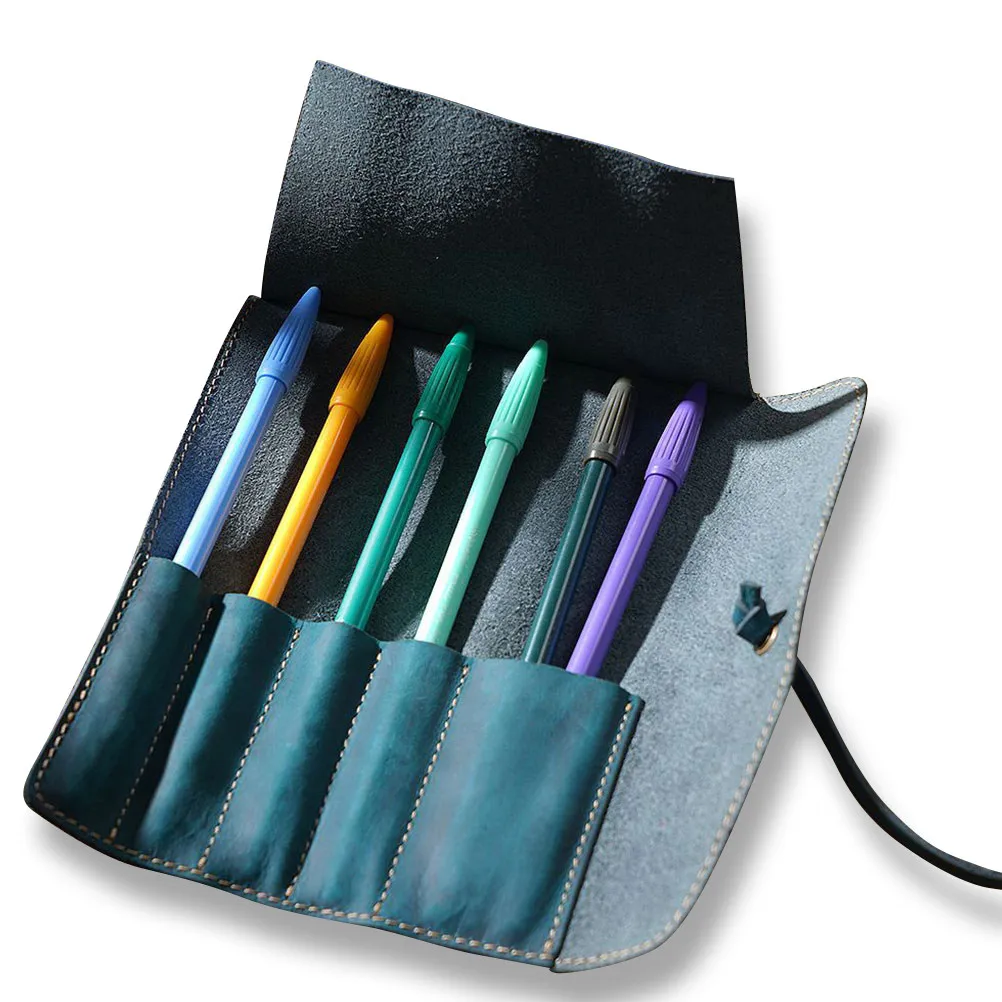 Pen Holder Desk Organizer Vintage Pencil Roll Case for Office College Students Halloween Christmas Gift