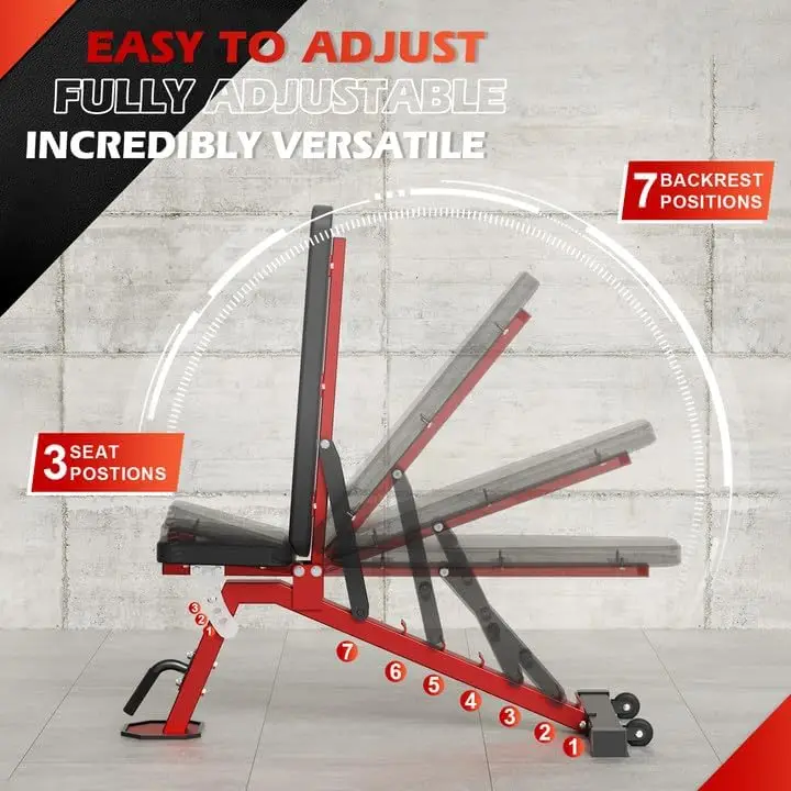 Adjustable Weight Bench 800lb Capacity Heavy Duty Workout Bench Press 28 Adjustable Positions Professional Strength Training Ben