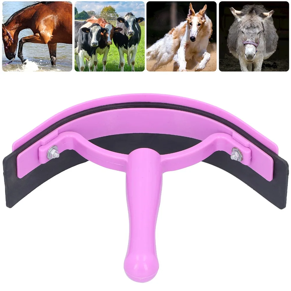 Random Color Horse Sweat Scraper Rubber Ergonomic Riding Grooming Tool Plastic Handle Corrosion Resistant