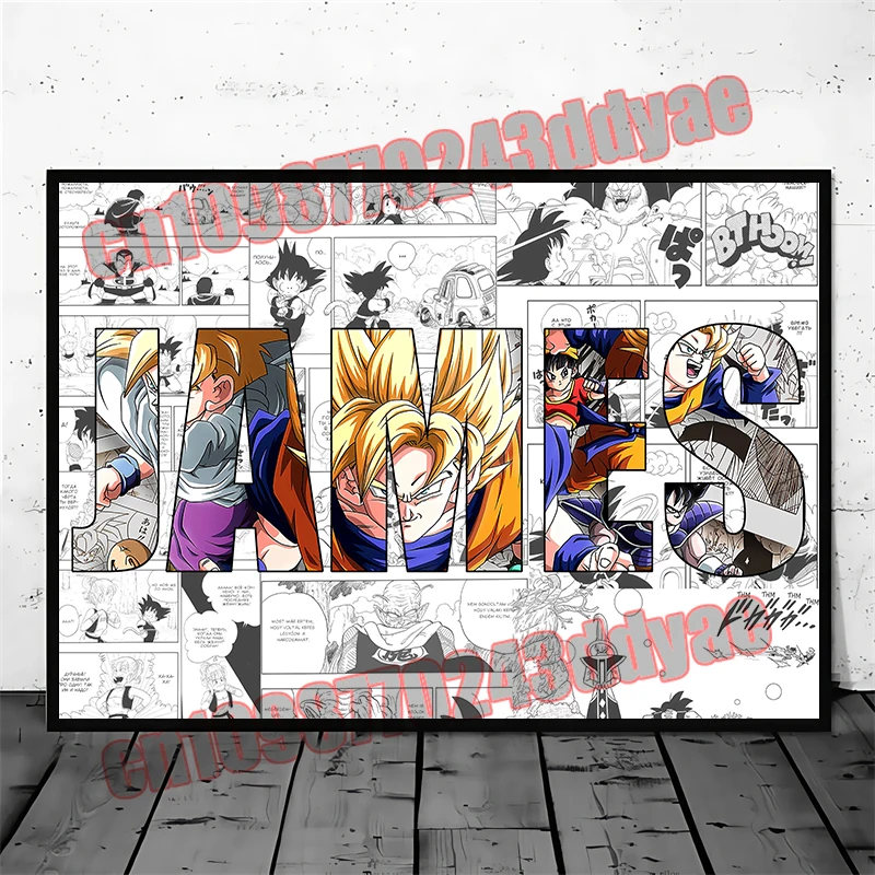 

Anime Dragon Ball Personalized Customized DIY Name Picture Goku Vegeta Poster Children's Bedroom Art Decor Canvas Painting Gift