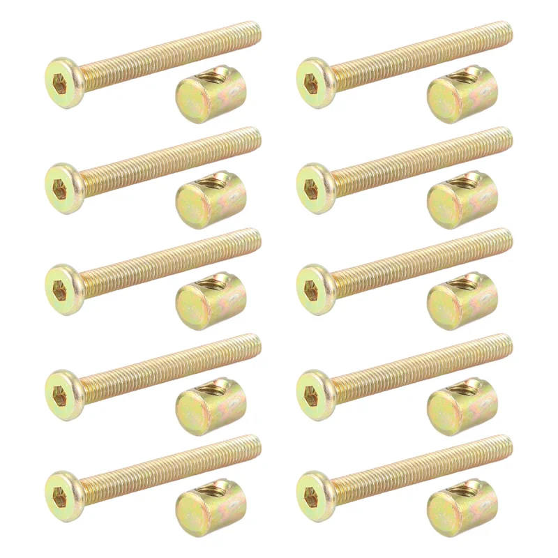 F-T Винты с шестигранной головкой под торцевой ключ Болты Мебельный болт с резьбой M 6X55 мм Бочковые гайки Крестообразный дюбель с прорезями Мебельная гайка для