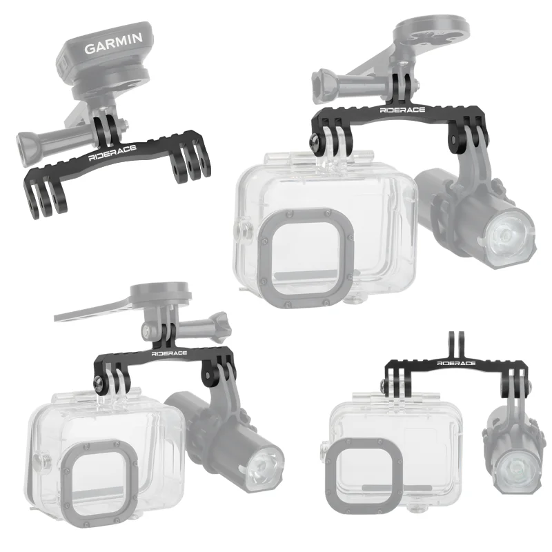 Fahrradcomputer-Halterung Fahrradkamera-Lichthalterung Doppelhalterung aus Aluminiumlegierung für Gopro Hero 11/10/9/8/7/6/5 Ständeradapter – Detail 5