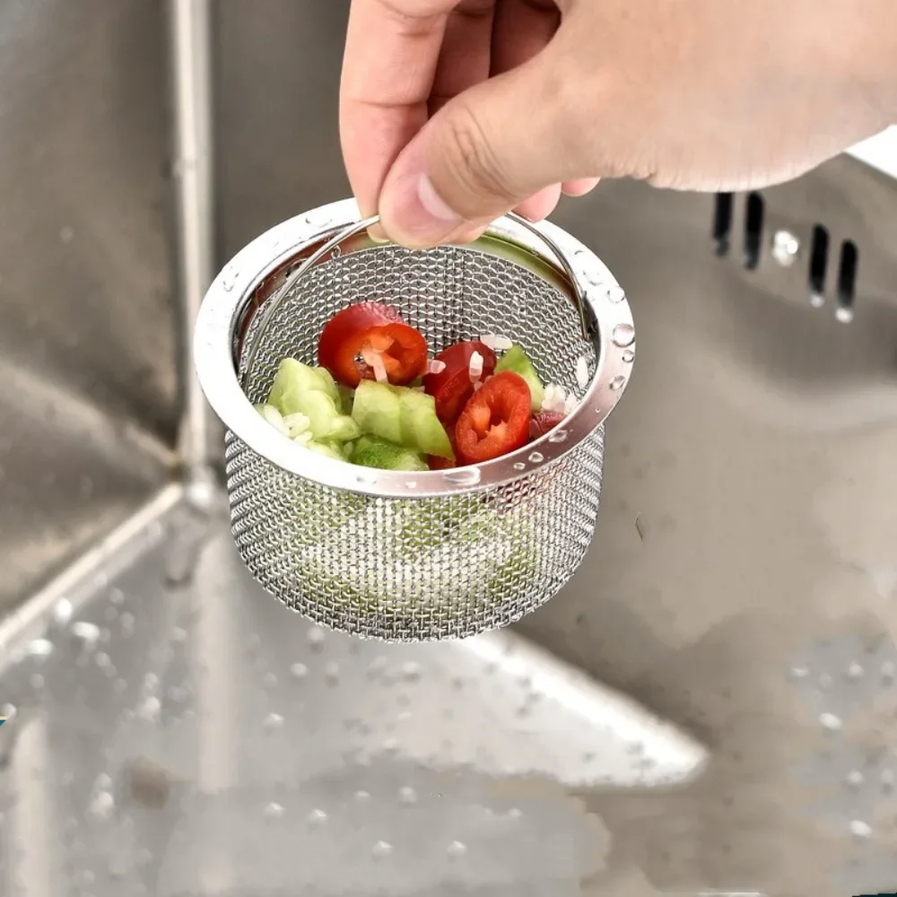 Dureble Stainless Steel Sink Drain Filter Fine Net Thicken Sink Sewer Strainers With Pull Rod Kitchen Sink Filter Mesh Bathroom