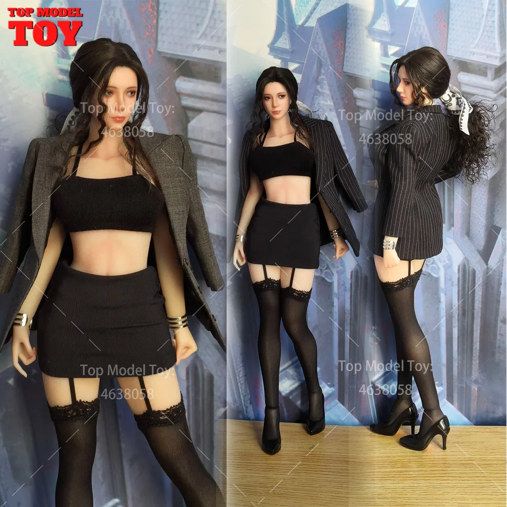 1/6 Scale Workplace Beauty Set Suit Straps Skirt Stockings High Heels Clothes Model For 12