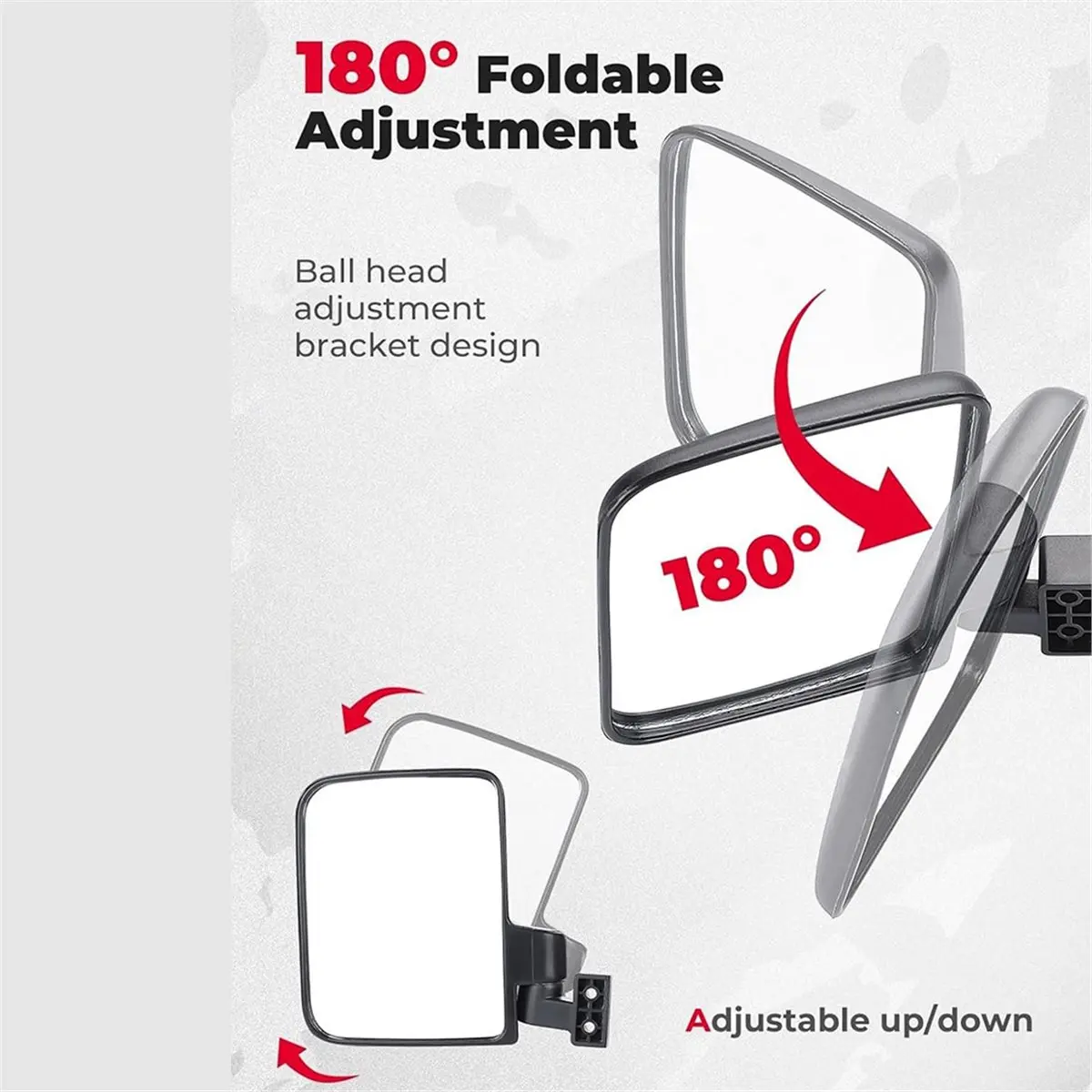 

T34C No Drilling Golf Cart Side Mirrors, Universal Rear View Mirror for 0.75"-1.25" Square Rail, Folding Design