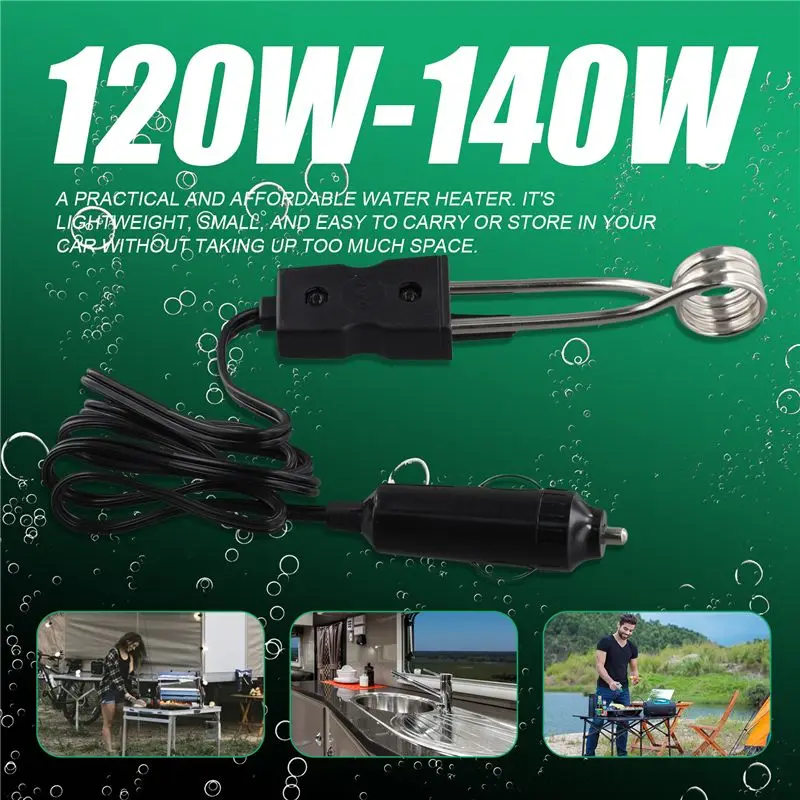 Portable 24V Electric Car Boiled Immersion Water Heater Traveling Camping Picnic New