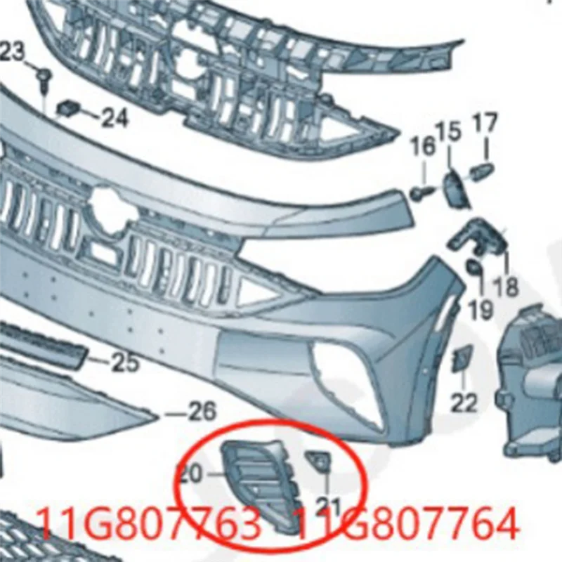 

Защита переднего бампера с перегородкой для VW New Energy ID4 2021-2026, номер детали 11G807763 11G807764