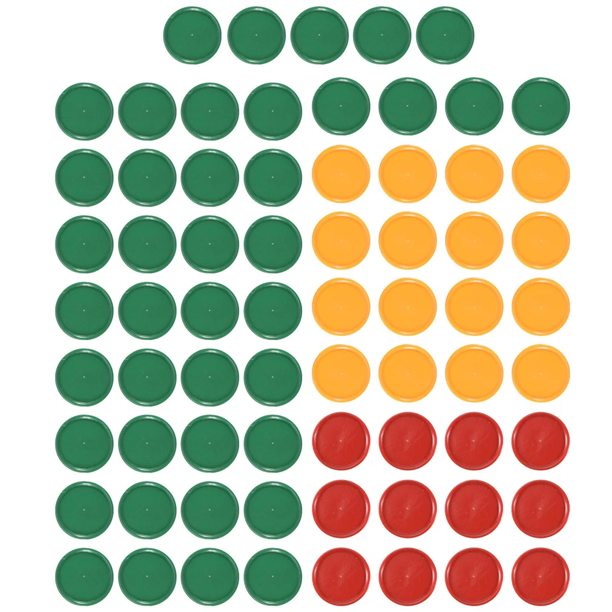 ABNP Mini fiches da poker a forma rotonda rosso giallo verde Puntelli da gioco fortunati 69 pezzi